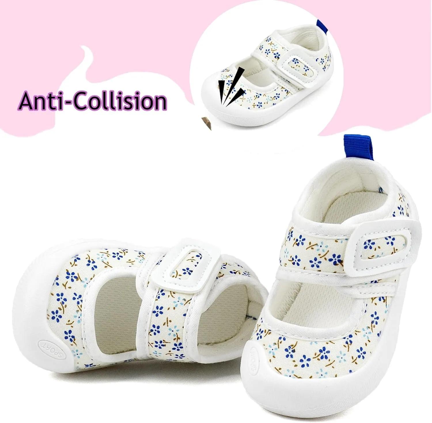 Baby Girl Canvas Sneakers Toddler Girl Mary Jane Flats Non-Slip Casual School Uniform Loafers Dress Shoe