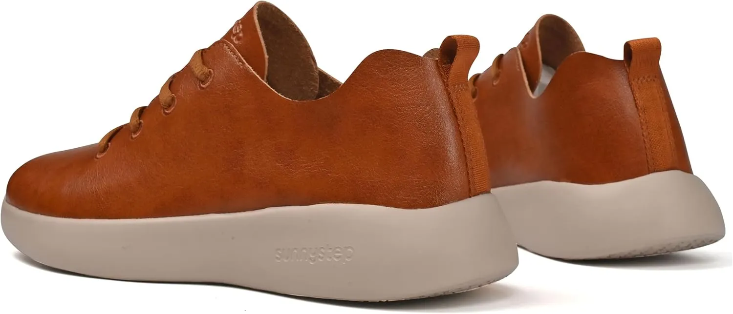 Balance Runner Comfortable Leather Sneakers for Women and Men, Non-Slip Arch Support Walking Shoes, Casual and Work Shoes for Women, Fashion Sneakers for Office, Black, White, Tan Running Shoes and Casual Shoes for All day