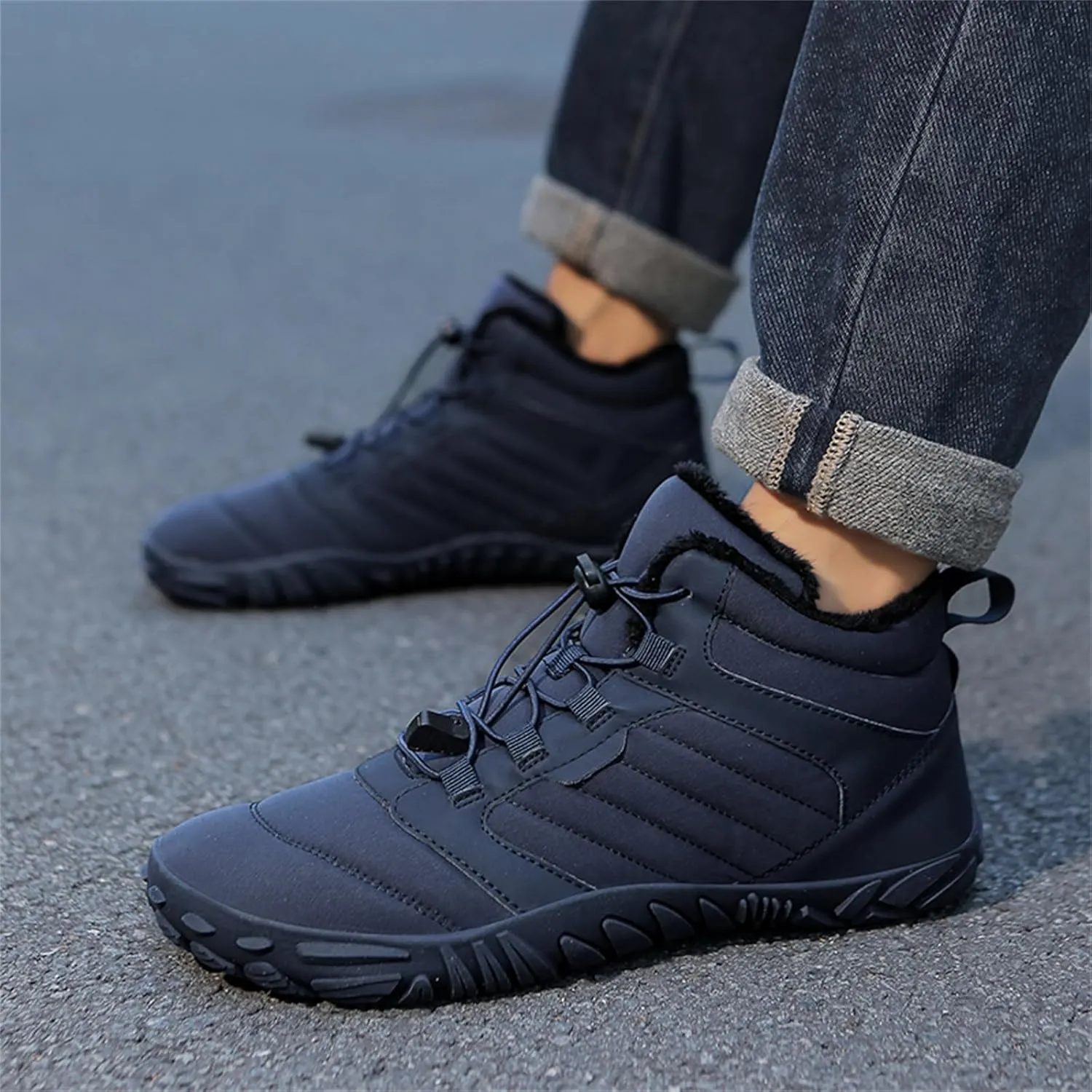 Barefoot Hiking Boots Women Waterproof Winter Barefoot Boots Insulated Warm Walking Hiking Boots for Women Trail Running Healthy Non-Slip Drop Zero Sole Wide Toe Box Comfortable Sneakers
