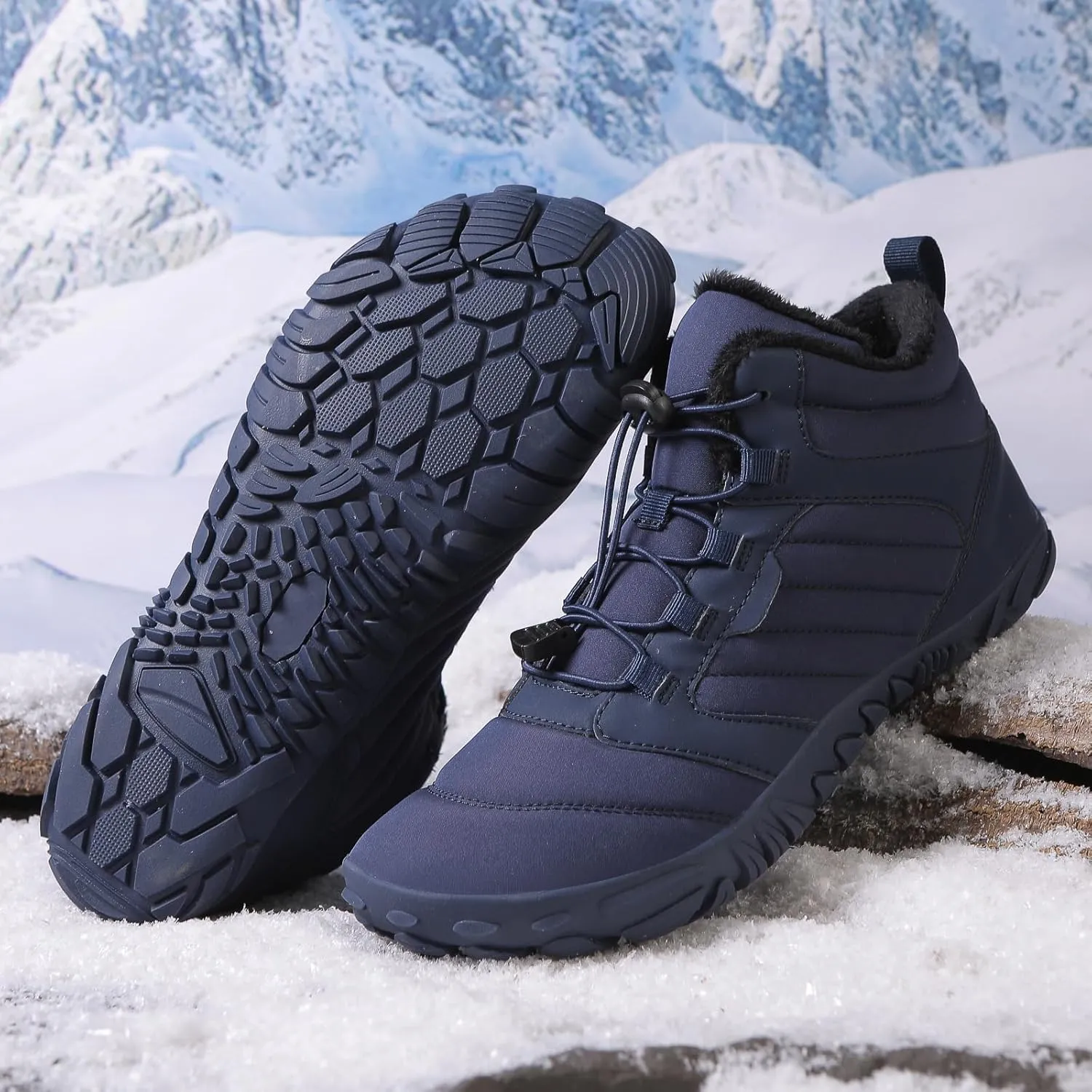 Barefoot Hiking Boots Women Waterproof Winter Barefoot Boots Insulated Warm Walking Hiking Boots for Women Trail Running Healthy Non-Slip Drop Zero Sole Wide Toe Box Comfortable Sneakers