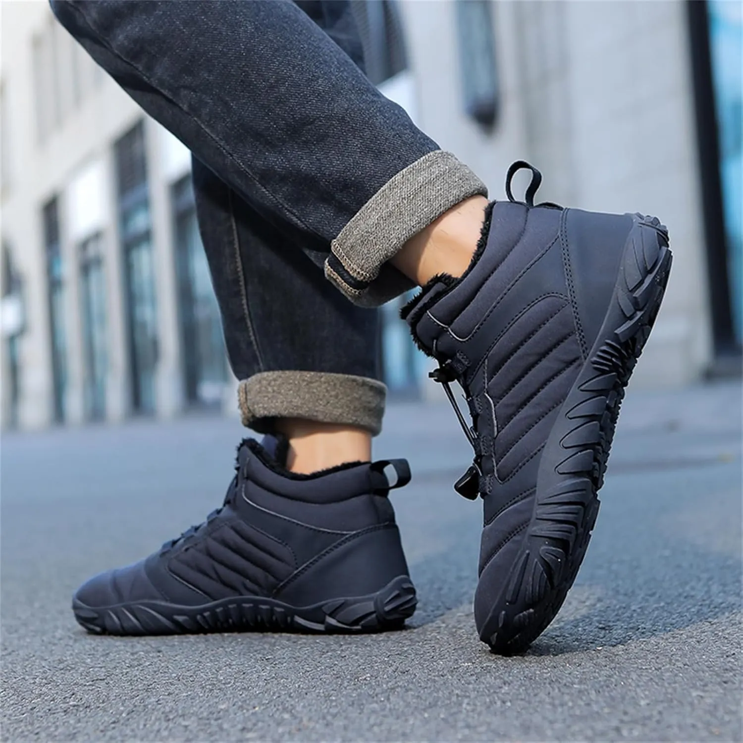Barefoot Hiking Boots Women Waterproof Winter Barefoot Boots Insulated Warm Walking Hiking Boots for Women Trail Running Healthy Non-Slip Drop Zero Sole Wide Toe Box Comfortable Sneakers