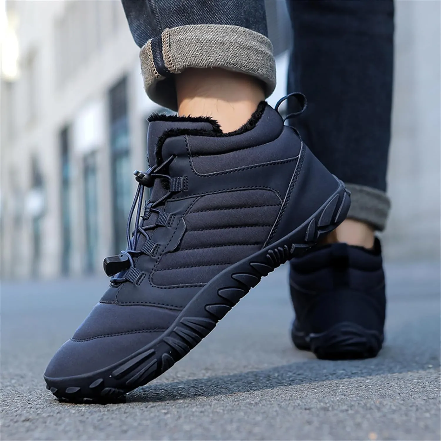 Barefoot Hiking Boots Women Waterproof Winter Barefoot Boots Insulated Warm Walking Hiking Boots for Women Trail Running Healthy Non-Slip Drop Zero Sole Wide Toe Box Comfortable Sneakers
