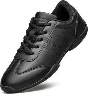BAXINIER Youth Girls White Cheerleading Dancing Shoes Athletic Training Tennis Walking Breathable Competition Cheer Sneakers