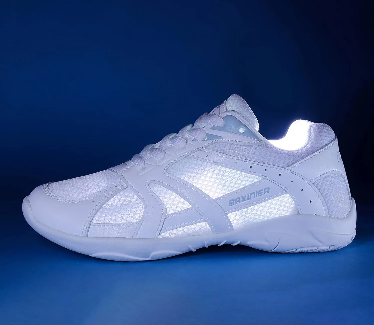 BAXINIER Youth Girls White Cheerleading Dancing Shoes Athletic Training Tennis Walking Breathable Competition Cheer Sneakers