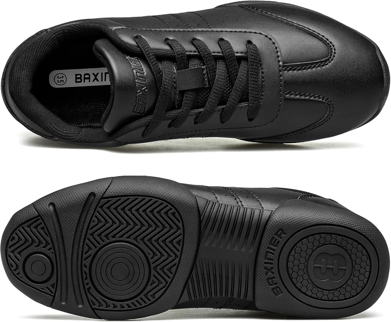 BAXINIER Youth Girls White Cheerleading Dancing Shoes Athletic Training Tennis Walking Breathable Competition Cheer Sneakers
