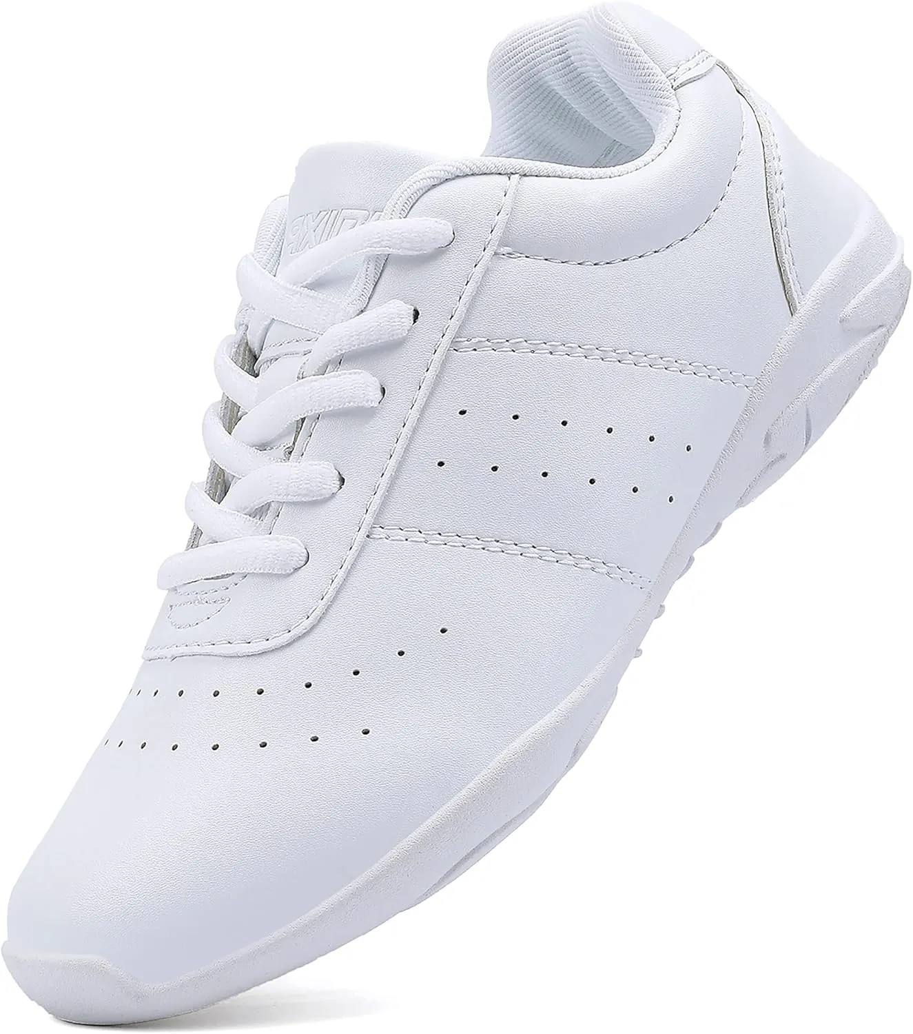 BAXINIER Youth Girls White Cheerleading Dancing Shoes Athletic Training Tennis Walking Breathable Competition Cheer Sneakers