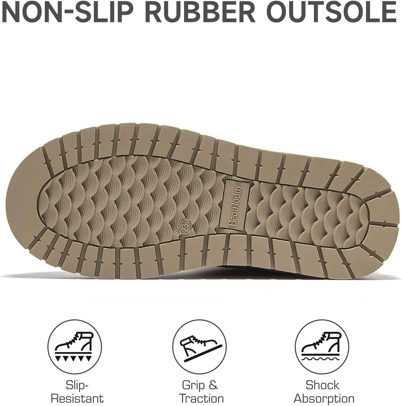 BEAU TODAY Snow Boots for Women Genuine Sheepskin Shearling Winter Non-Slip Ankle Booties Warm Fur Iining Platform Comfortable Round Toe Boots Pull-on Walking Shoes Outdoors