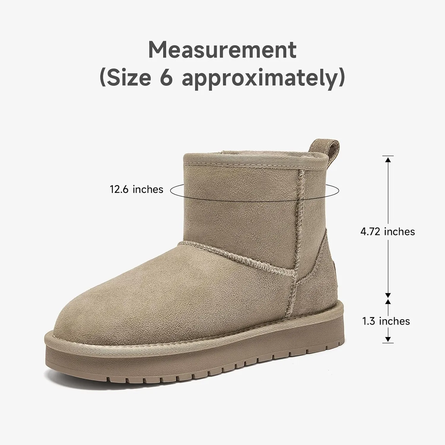 BEAU TODAY Snow Boots for Women Genuine Sheepskin Shearling Winter Non-Slip Ankle Booties Warm Fur Iining Platform Comfortable Round Toe Boots Pull-on Walking Shoes Outdoors