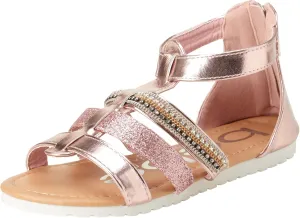 bebe Girls' Sandals - Open Toe Summer Shoes Cute Flat Strappy Gladiator Sandals with Ankle Zipper and Cushioned Sole
