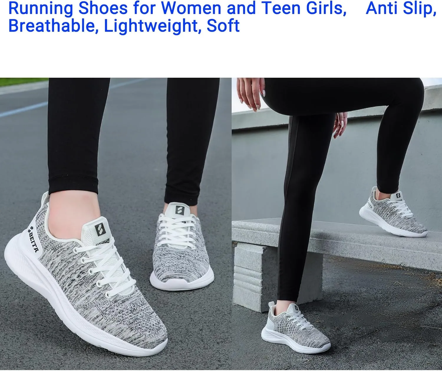 Beita Womens Running Shoes Non Slip Walking Sneakers Breathable Sports Shoes for Gym Travel Work