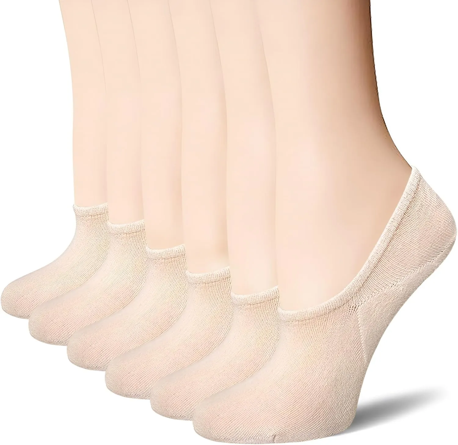 BERING No Show Socks Womens 6 Pairs Low Cut Ankle Footies for Flats Sneaker Slip On Loafer