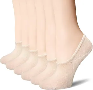 BERING No Show Socks Womens 6 Pairs Low Cut Ankle Footies for Flats Sneaker Slip On Loafer