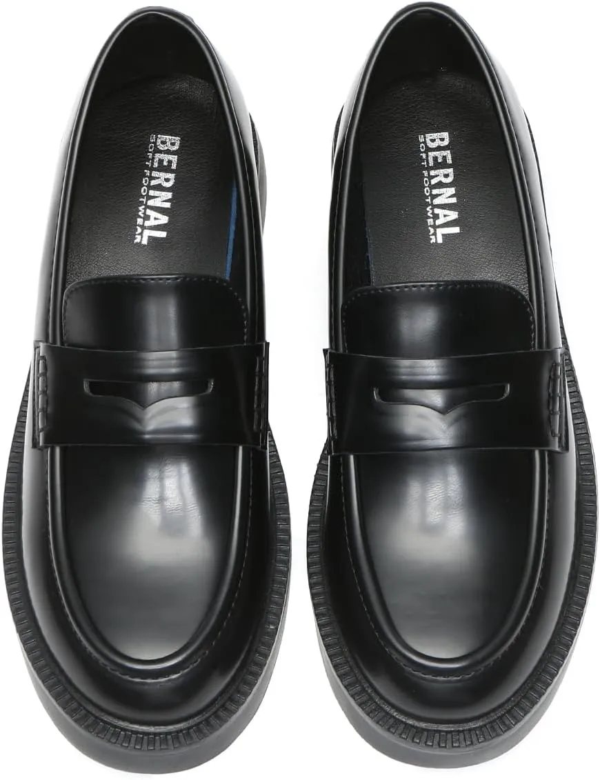 Bernal Loafers for Women Chunky Platform Penny Loafers Fashion Slip On School Shoes Work Shoes with Buckle