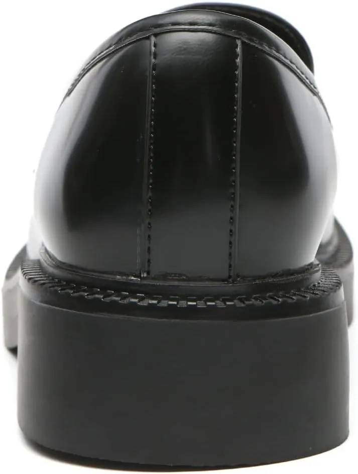 Bernal Loafers for Women Chunky Platform Penny Loafers Fashion Slip On School Shoes Work Shoes with Buckle