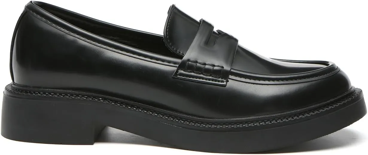Bernal Loafers for Women Chunky Platform Penny Loafers Fashion Slip On School Shoes Work Shoes with Buckle