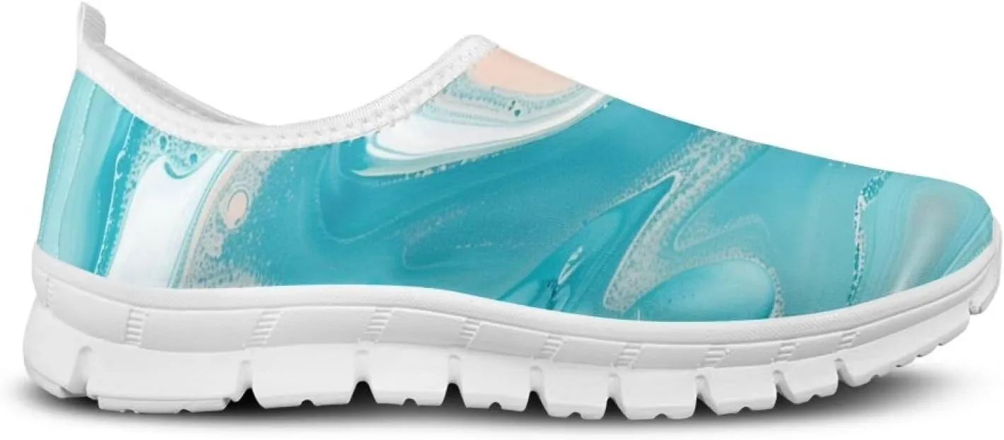 Biyejit Women's Slip On Sneakers Ladies Elastic Low Top Flats Lightweight Breathe Mesh Fashion Sneakers Cute Loafers