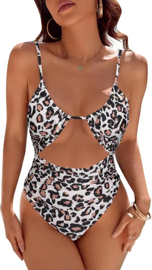Blooming Jelly Womens One Piece Swimsuit Tummy Control Bathing Suit Sexy Flattering Cheeky High Cut Out Cute Ladies Swimwear