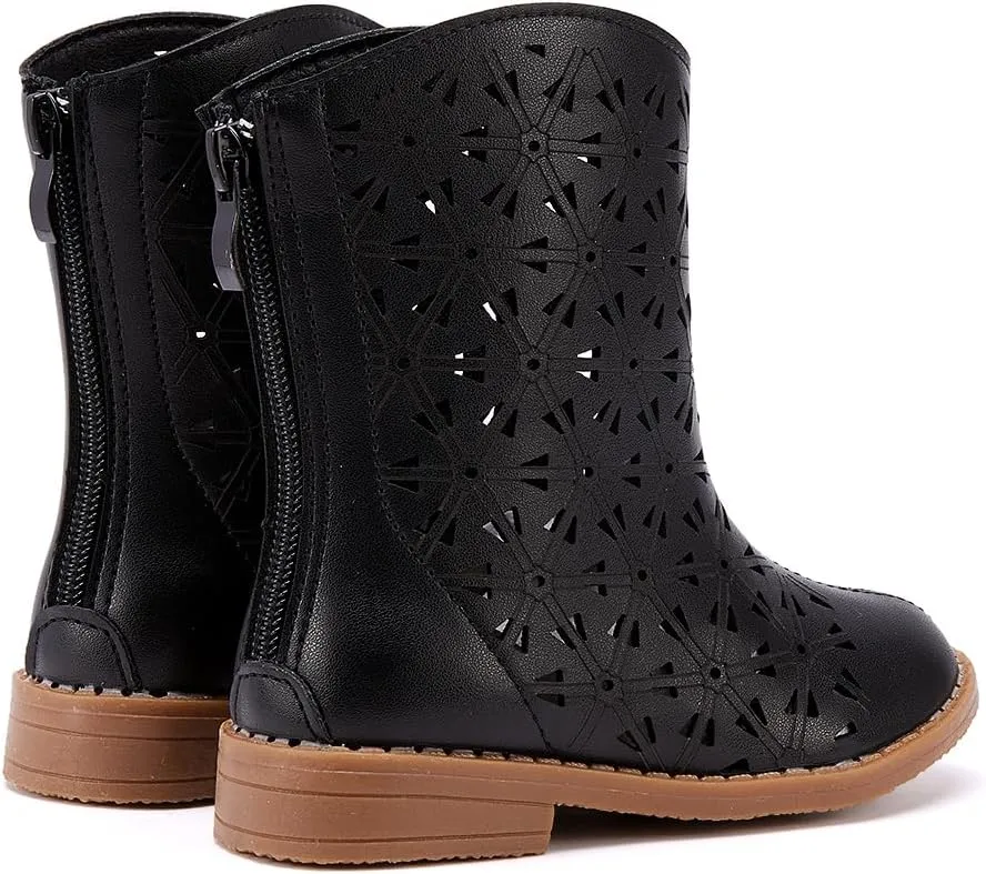 BMCiTYBM Girls Cowgirl Boots Unisex-Child Mid Calf Toddler Cowboy Boots Little Kids Western Boots Round Toe All Seasons Shoes