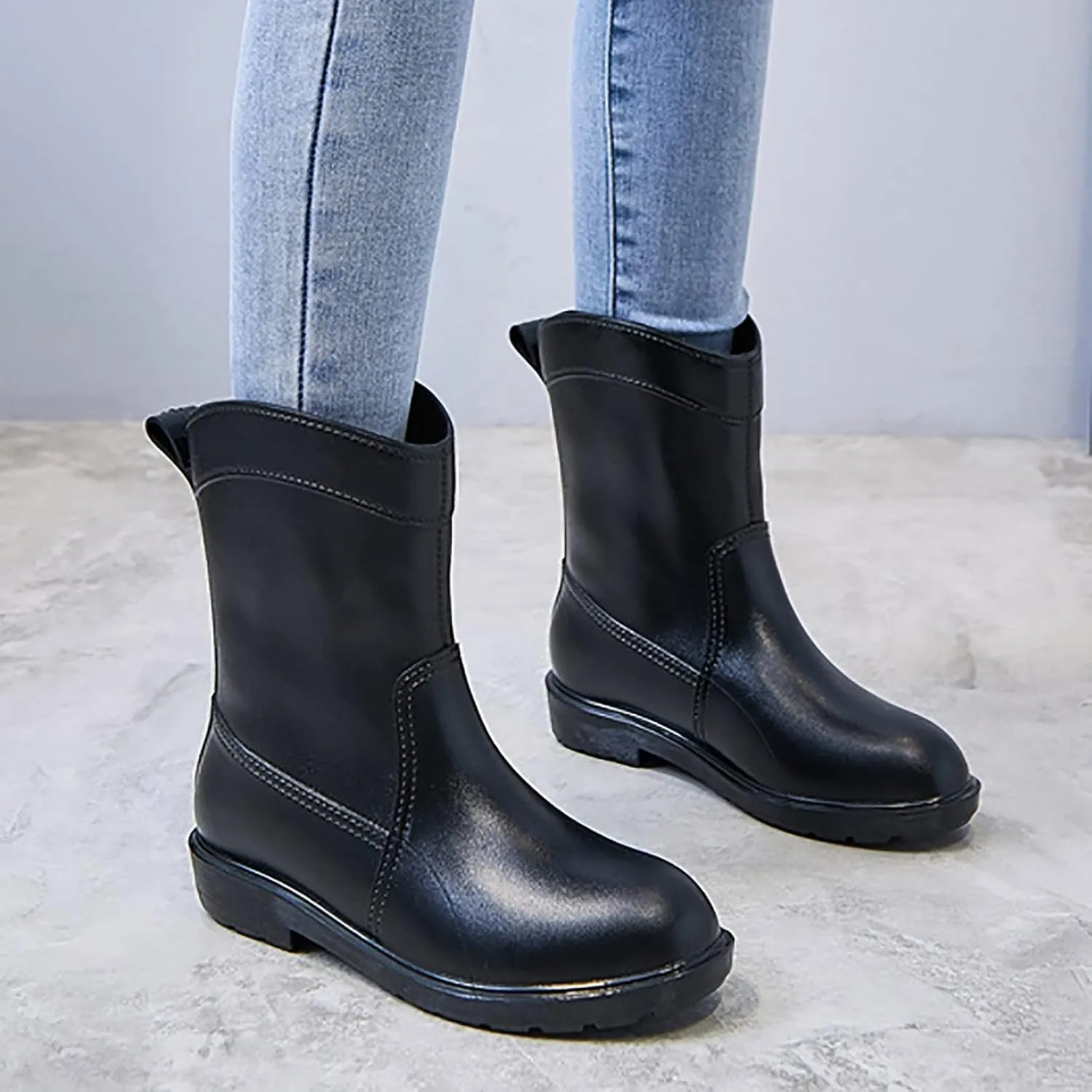 BORAMAX Tall rain Boots for Women and Waterproof Garden Shoes, Anti-Slipping Rainboots for Ladies Stylish Light Car Wash Footwear for Lawn Care, Gardening