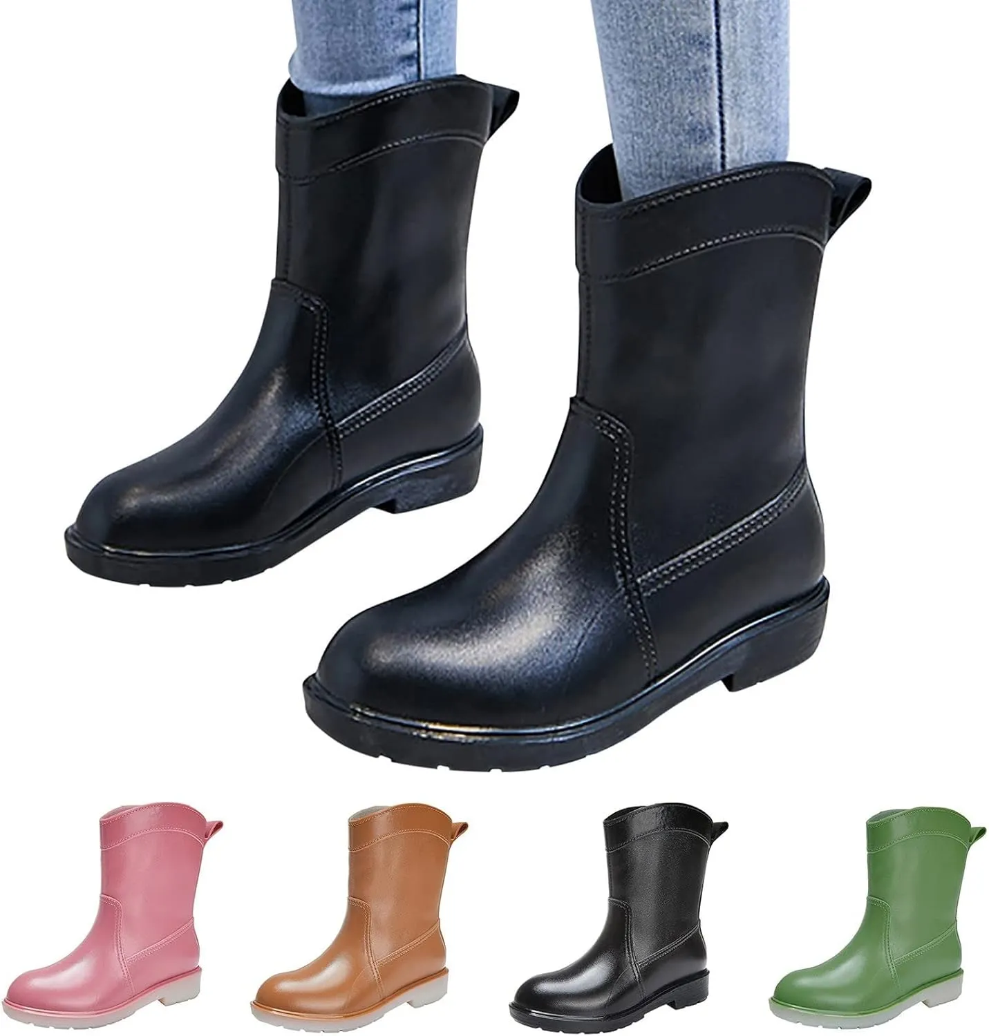 BORAMAX Tall rain Boots for Women and Waterproof Garden Shoes, Anti-Slipping Rainboots for Ladies Stylish Light Car Wash Footwear for Lawn Care, Gardening