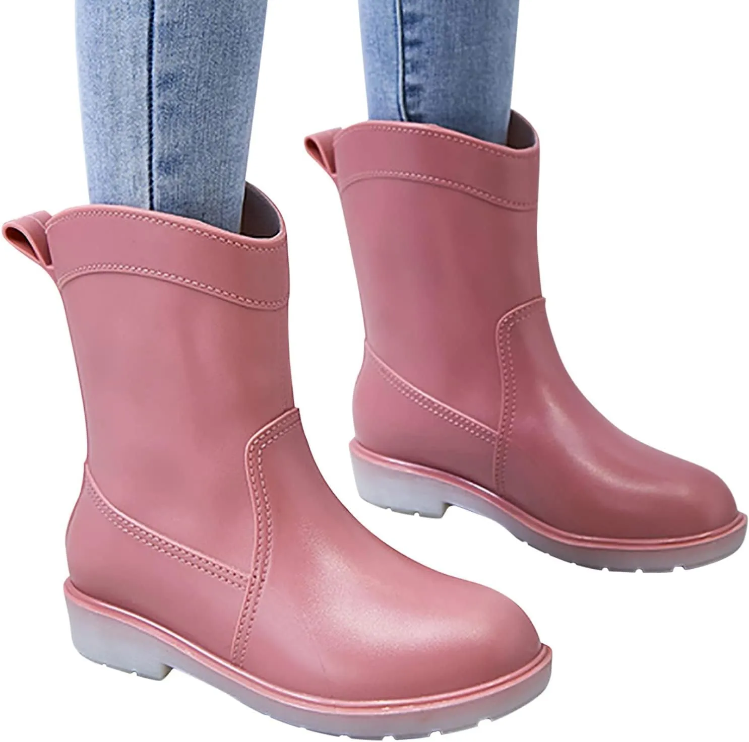 BORAMAX Tall rain Boots for Women and Waterproof Garden Shoes, Anti-Slipping Rainboots for Ladies Stylish Light Car Wash Footwear for Lawn Care, Gardening