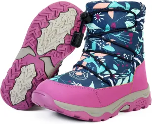 Boys Girls Snow Boots Waterproof Slip Resistant Outdoor Winter Shoes for Toddler Little Kids