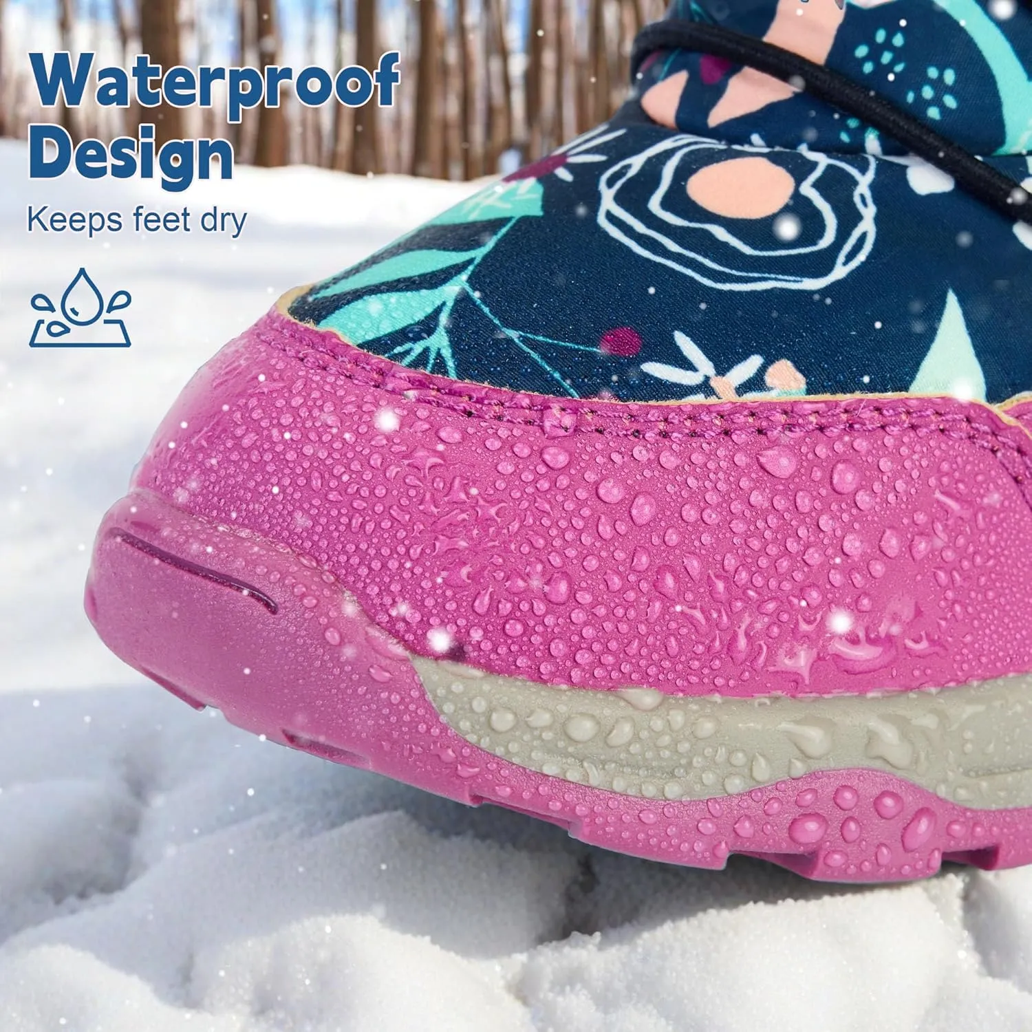 Boys Girls Snow Boots Waterproof Slip Resistant Outdoor Winter Shoes for Toddler Little Kids