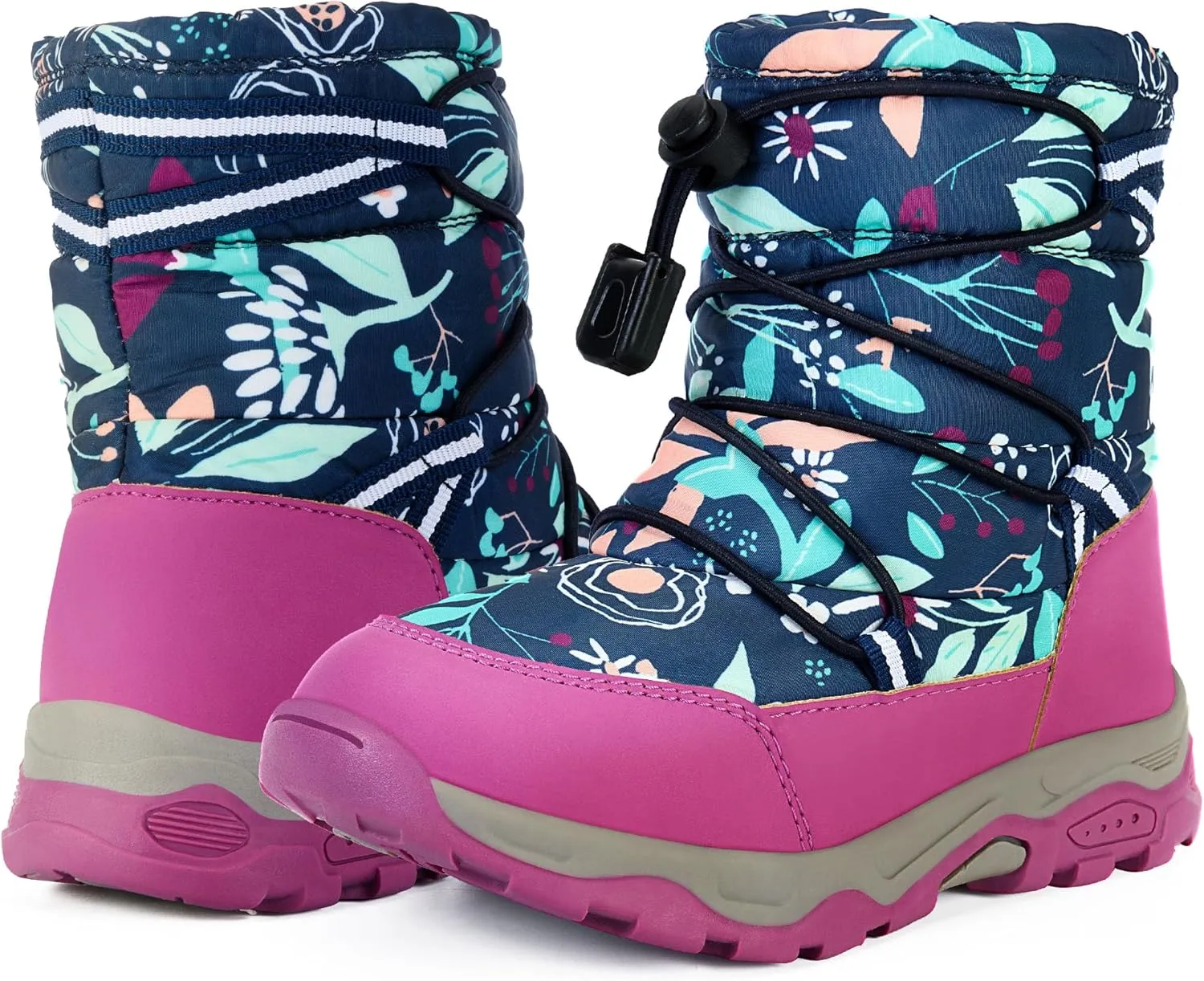 Boys Girls Snow Boots Waterproof Slip Resistant Outdoor Winter Shoes for Toddler Little Kids