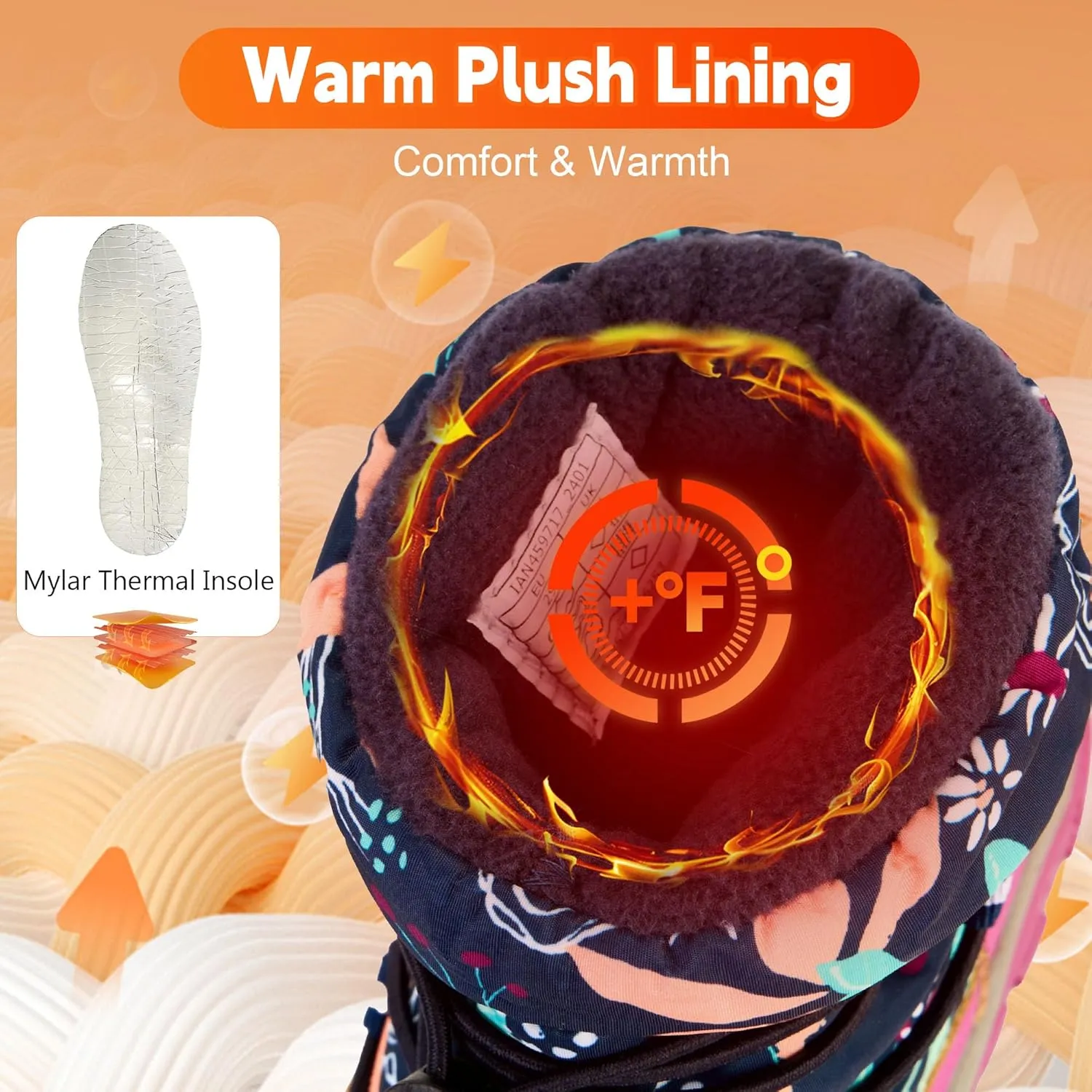 Boys Girls Snow Boots Waterproof Slip Resistant Outdoor Winter Shoes for Toddler Little Kids