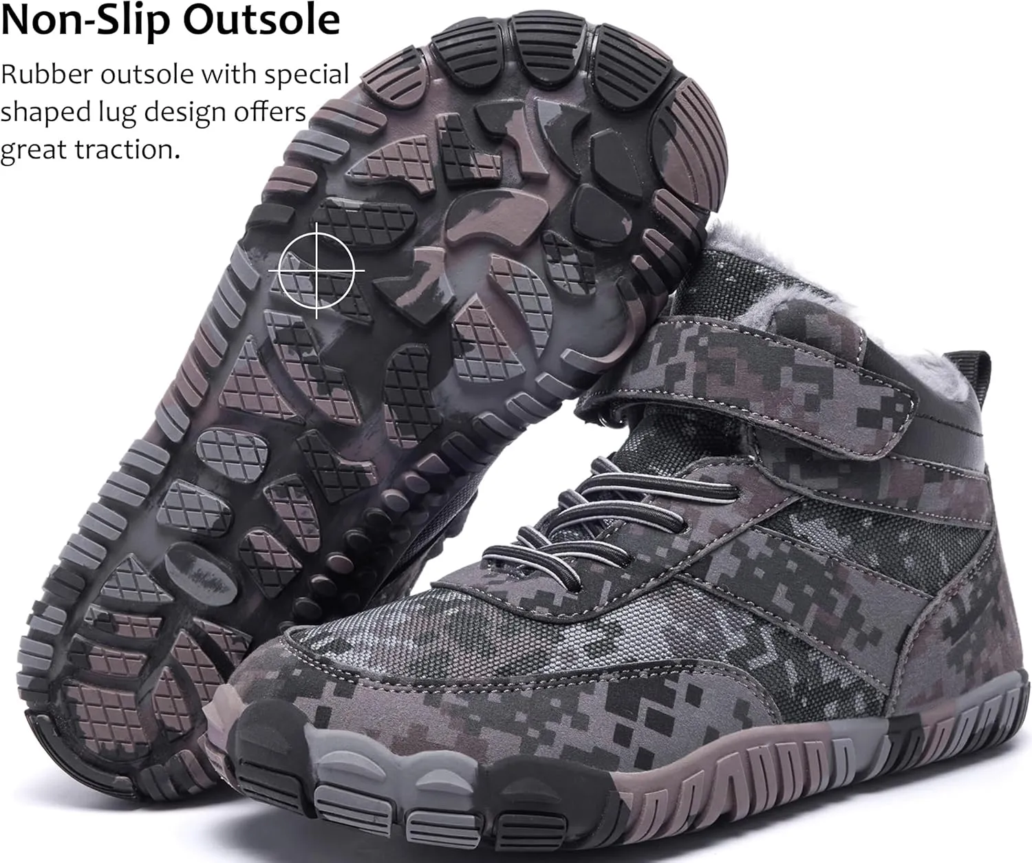 Boys Winter Boots Camouflage Snow Warm Faux Fur Lined Water-Resistant Shoes (Little Kid/Big Kid)