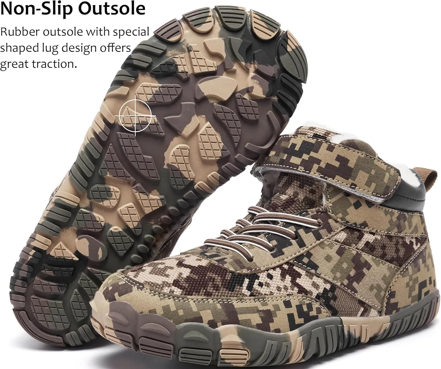 Boys Winter Boots Camouflage Snow Warm Faux Fur Lined Water-Resistant Shoes (Little Kid/Big Kid)