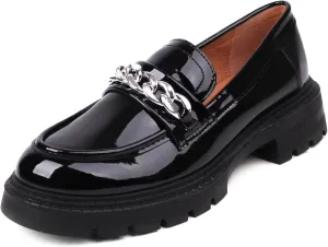 British Style Women's Fashion Loafers, Patent Leather Tassel Loafers, Black Thick-Soled Loafers, Slip-on Thick-Soled Loafers, Simple Casual Flat Shoes, Plus Size Shoes.