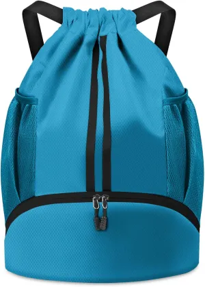 BROTOU Soccer Bags, Football Backpack, Volleyball Bag, Drawstring Soccer Backpack with Ball and Shoe Compartment