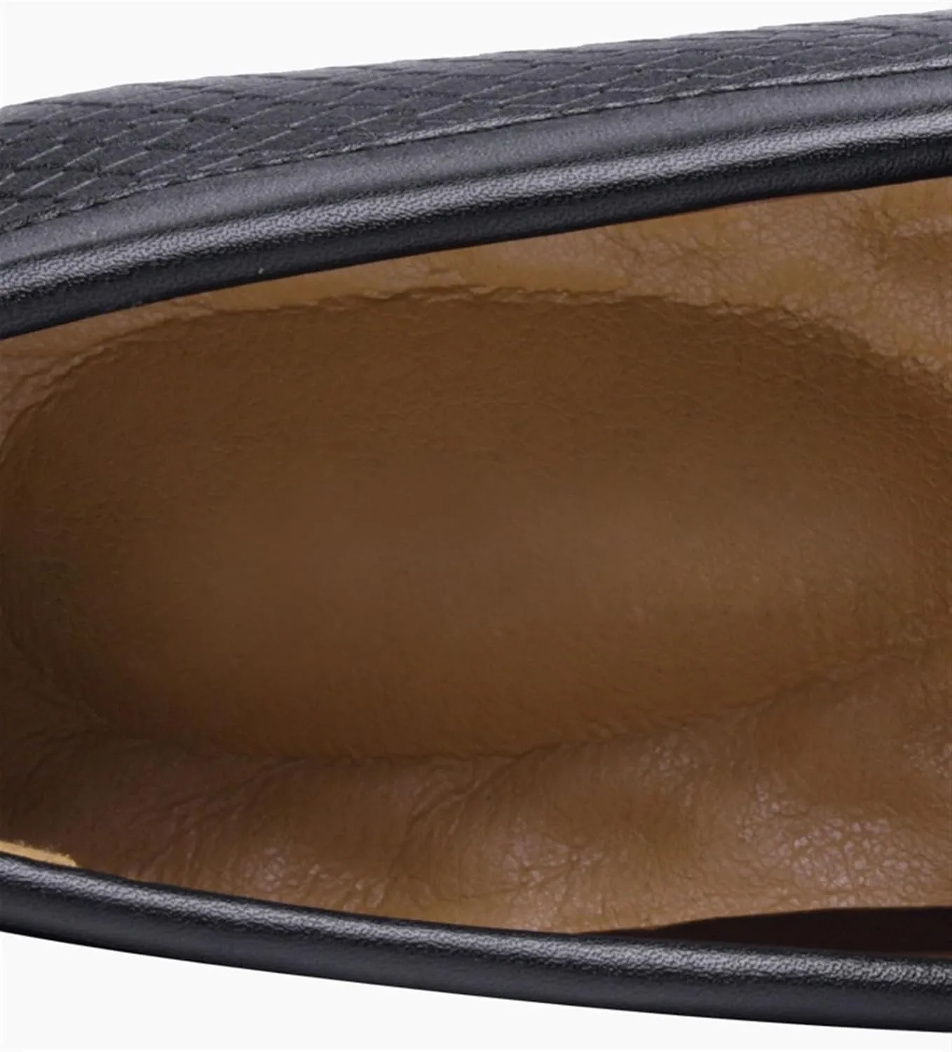 Business Low Top Flat Heel Loafers for Men's Leather Lined Dress Shoes Round top Non-Slip Wear Resistant Moccasins Casual Lightweight Metals Decor Walking
