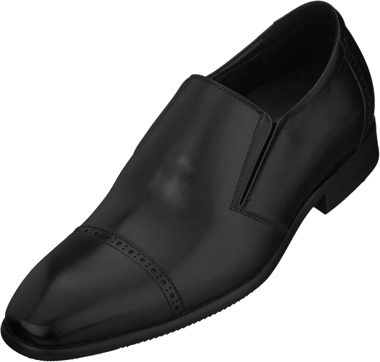 CALTO Men's Invisible Height Increasing Elevator Shoes - Black Leather Slip-on Formal Dress Loafers- 2.4 Inches Taller - Y6115 - Size 11.5 D(M) US