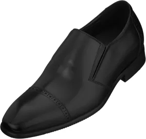 CALTO Men's Invisible Height Increasing Elevator Shoes - Black Leather Slip-on Formal Dress Loafers- 2.4 Inches Taller - Y6115 - Size 11.5 D(M) US