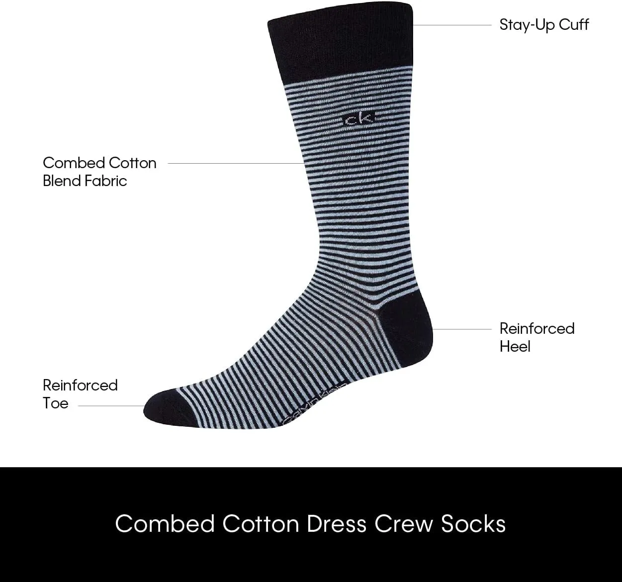 Calvin Klein Men's Dress Socks - 4 Pack Soft Comfort Cotton Blend Stay Up Cuff Crew Socks - Dress Socks for Men (7-12)