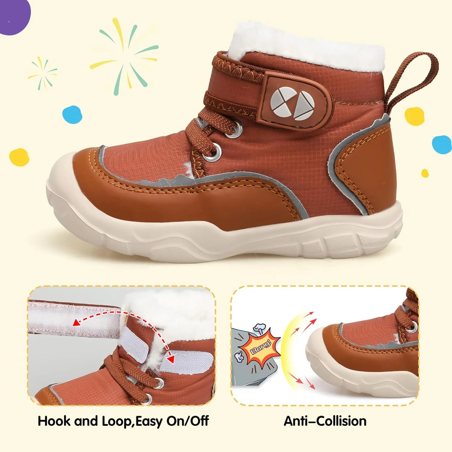 Centipede Demon Toddler Boots Boys Girls Winter Boots Waterproof Fleece Kids Snow Boots Faux Fur Booties Warm Walking Shoes for Indoor Outdoor