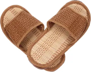 Chinese Straw Slippers for Women Rattan Woven House Slippers Summer Cool Anti-slip Bottom Comfortable Fit