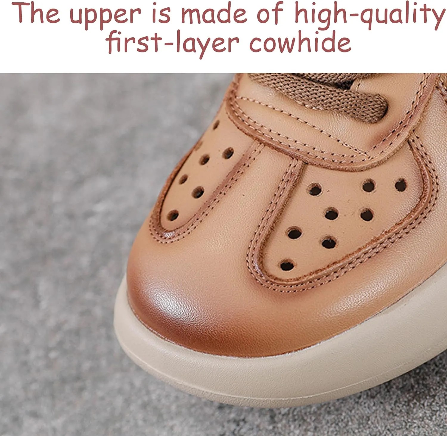 Chunky Platform Hollow Out Sneakers Shoes for Women Genuine Leather Lace Up Wedge Foam Insole Slingback Closed-Toe Walking Sport Sandals Casual Fashion Comfortable Dad Shoes