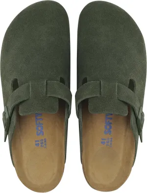 Clogs for Women Men, Mules with Arch Support and Adjustable Buckle, Suede Leather Cork Footbed Potato Shoes