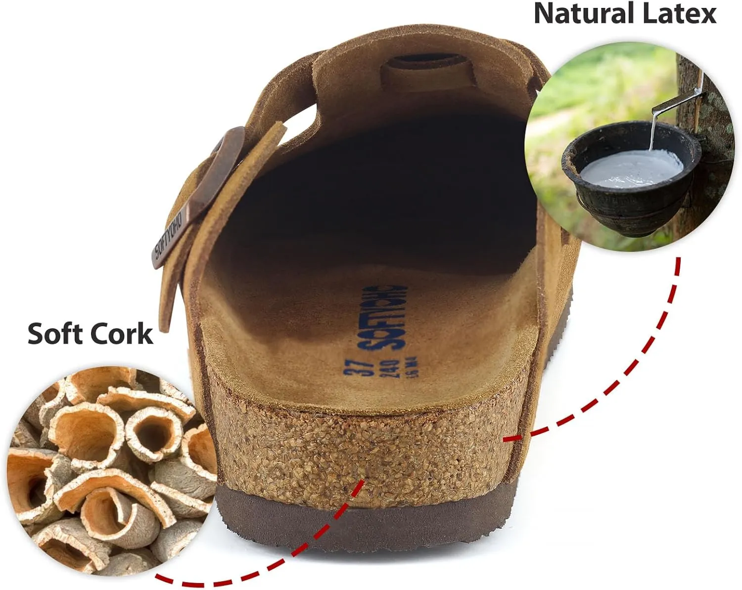 Clogs for Women Men, Mules with Arch Support and Adjustable Buckle, Suede Leather Cork Footbed Potato Shoes