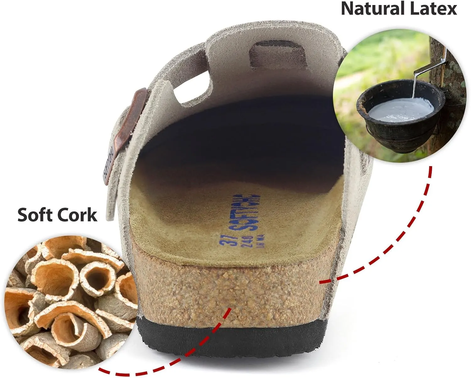 Clogs for Women Men, Mules with Arch Support and Adjustable Buckle, Suede Leather Cork Footbed Potato Shoes