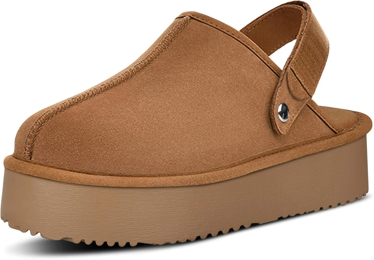 Clogs for Women Platform Suede Women's Mules & Clogs Platform Slippers Adjustable Laces Slip-On Indoor and Outdoor