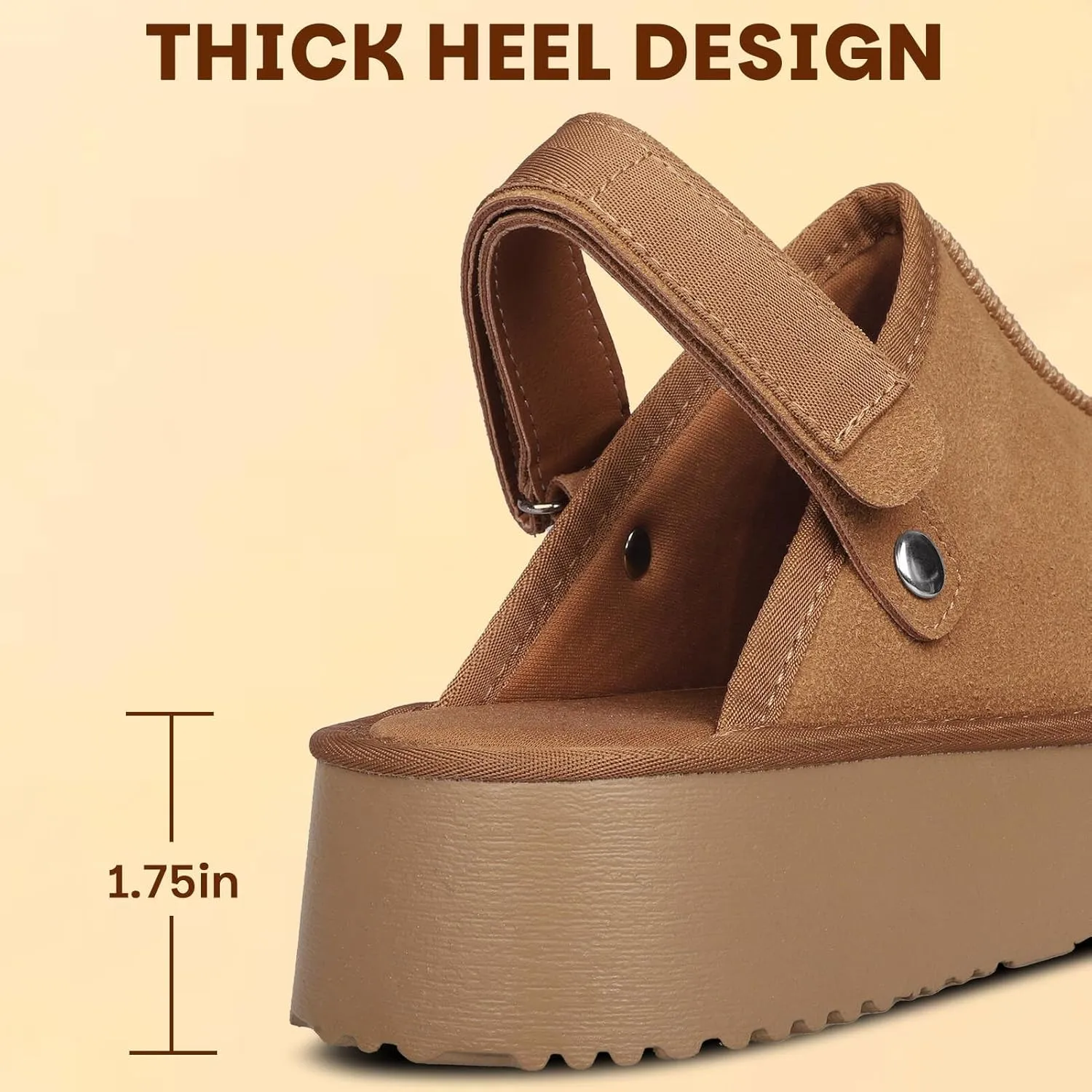 Clogs for Women Platform Suede Women's Mules & Clogs Platform Slippers Adjustable Laces Slip-On Indoor and Outdoor