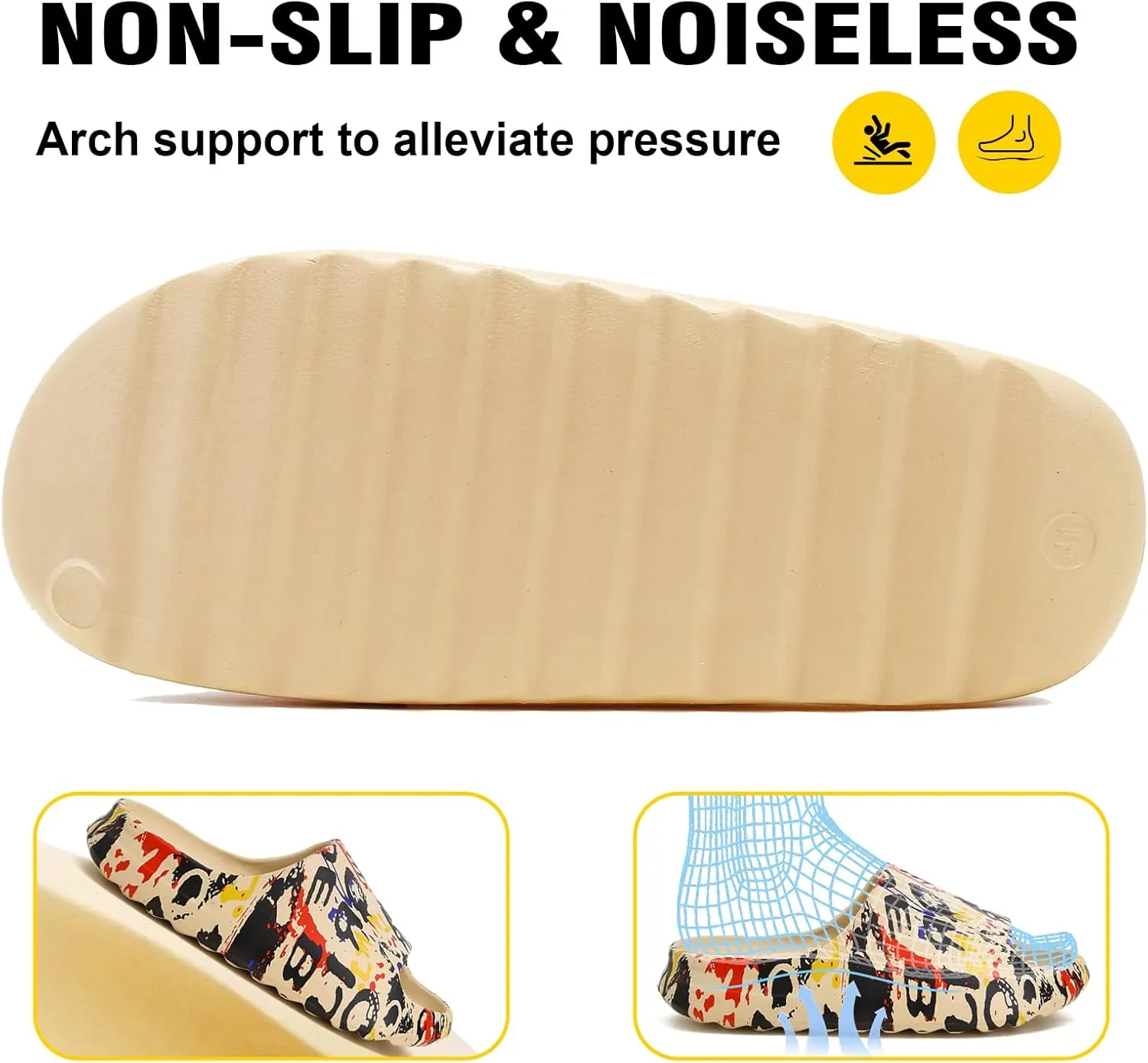 Cloud Slides for Women and Men, Comfort Platform Lightweight Slippers Slides, Unisex Foam Shower House Slippers, Summer Open Toe Sandals for Indoor and Outdoor