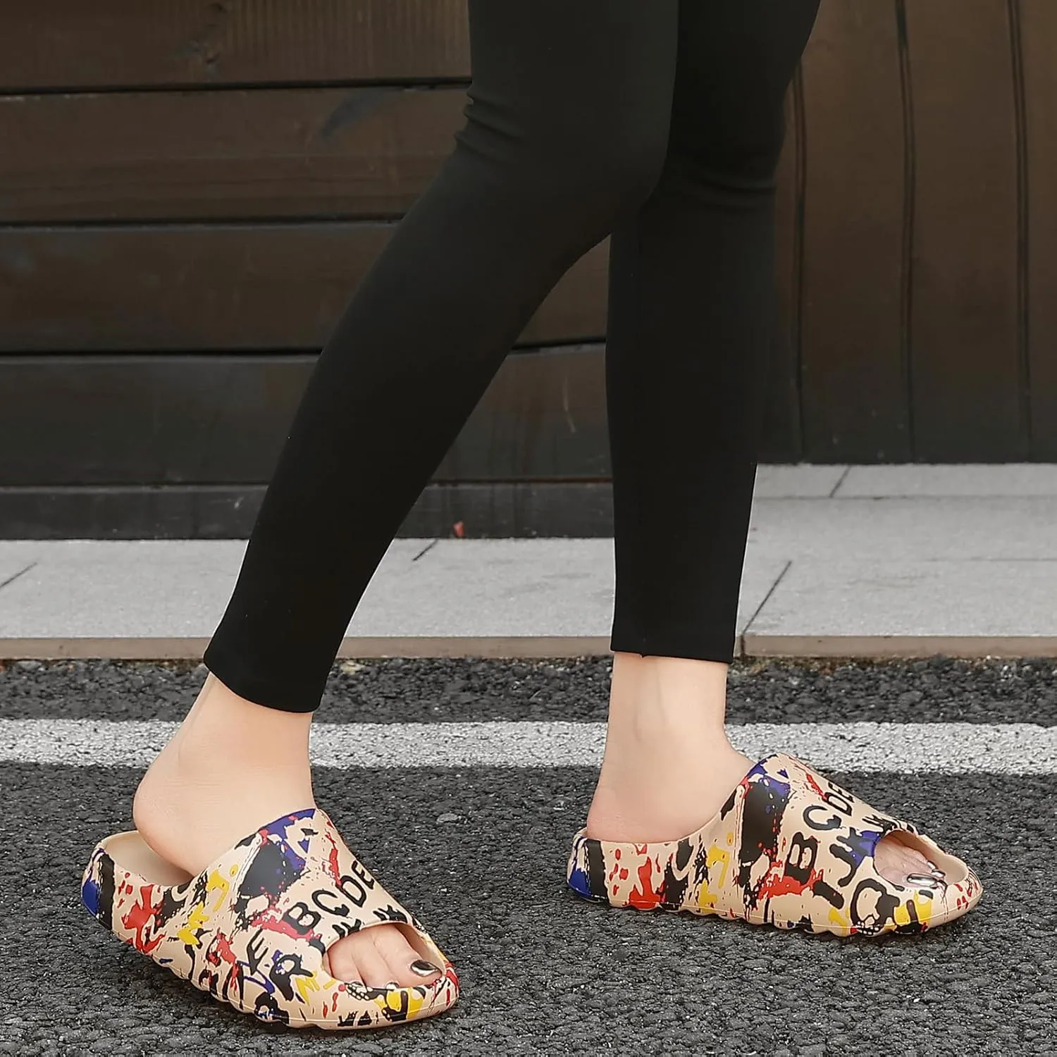 Cloud Slides for Women and Men, Comfort Platform Lightweight Slippers Slides, Unisex Foam Shower House Slippers, Summer Open Toe Sandals for Indoor and Outdoor