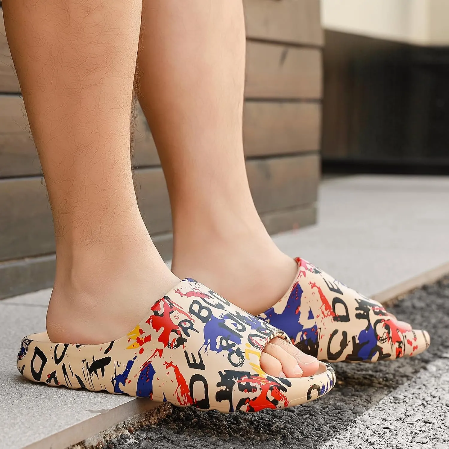 Cloud Slides for Women and Men, Comfort Platform Lightweight Slippers Slides, Unisex Foam Shower House Slippers, Summer Open Toe Sandals for Indoor and Outdoor