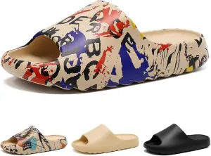 Cloud Slides for Women and Men, Comfort Platform Lightweight Slippers Slides, Unisex Foam Shower House Slippers, Summer Open Toe Sandals for Indoor and Outdoor