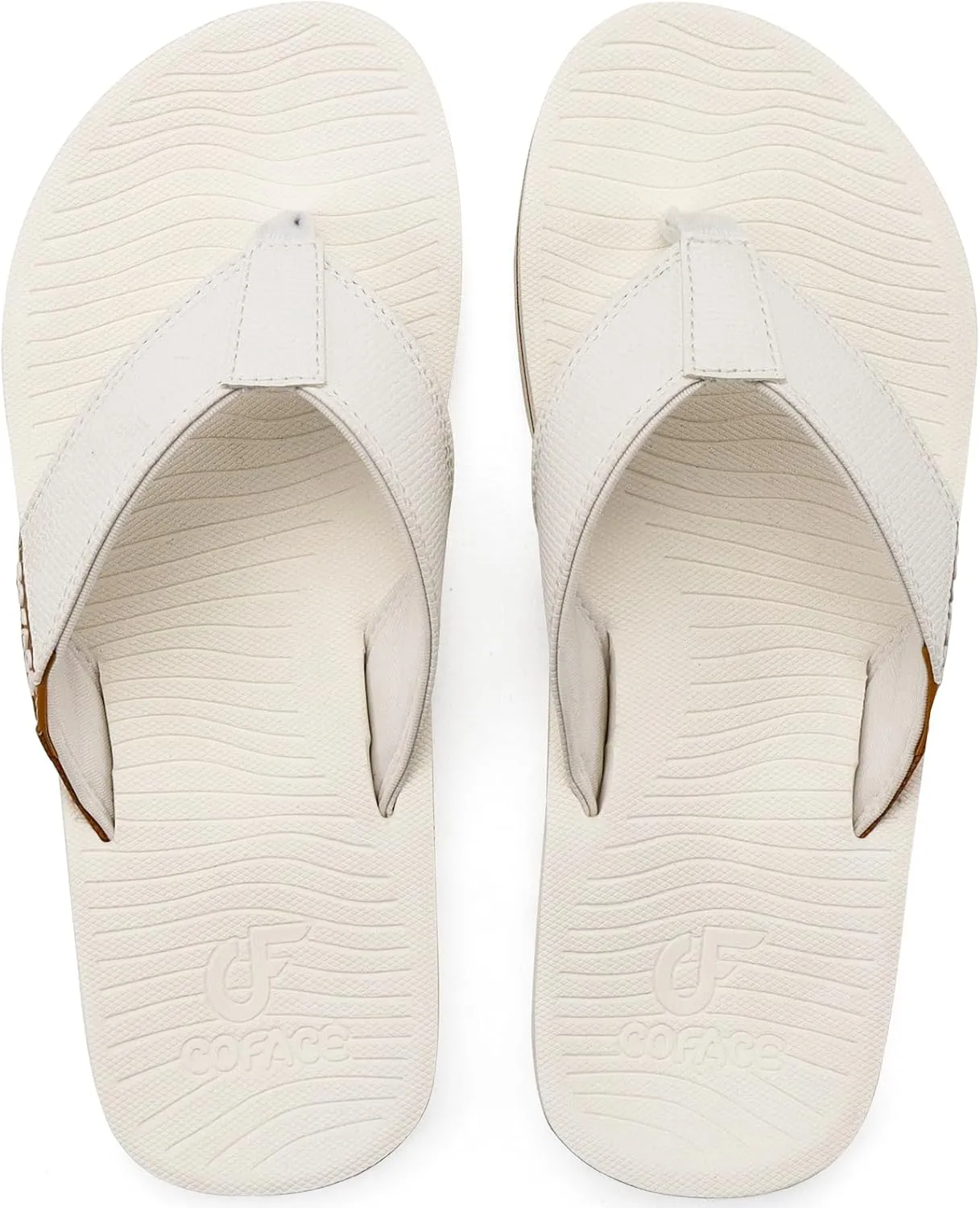 COFACE Flip Flops for Men with Arch Support Mens Sport Beach Thong-Sandals Outdoor 2025 Summer Leather Sandal for Man